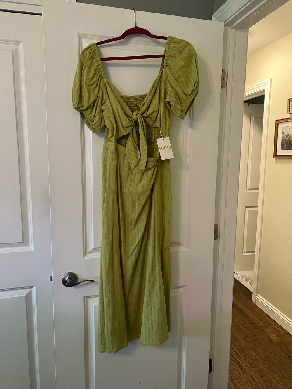 Olive Green Tie-Front Midi Dress NWT show me your mumu